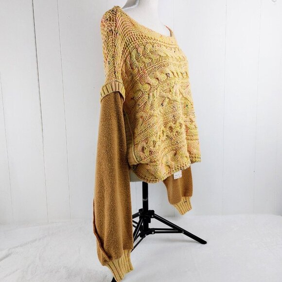 Honey Cable Knit Pullover Sweater in Honeycomb Combo Free People Small  NWT - Picture 4 of 10